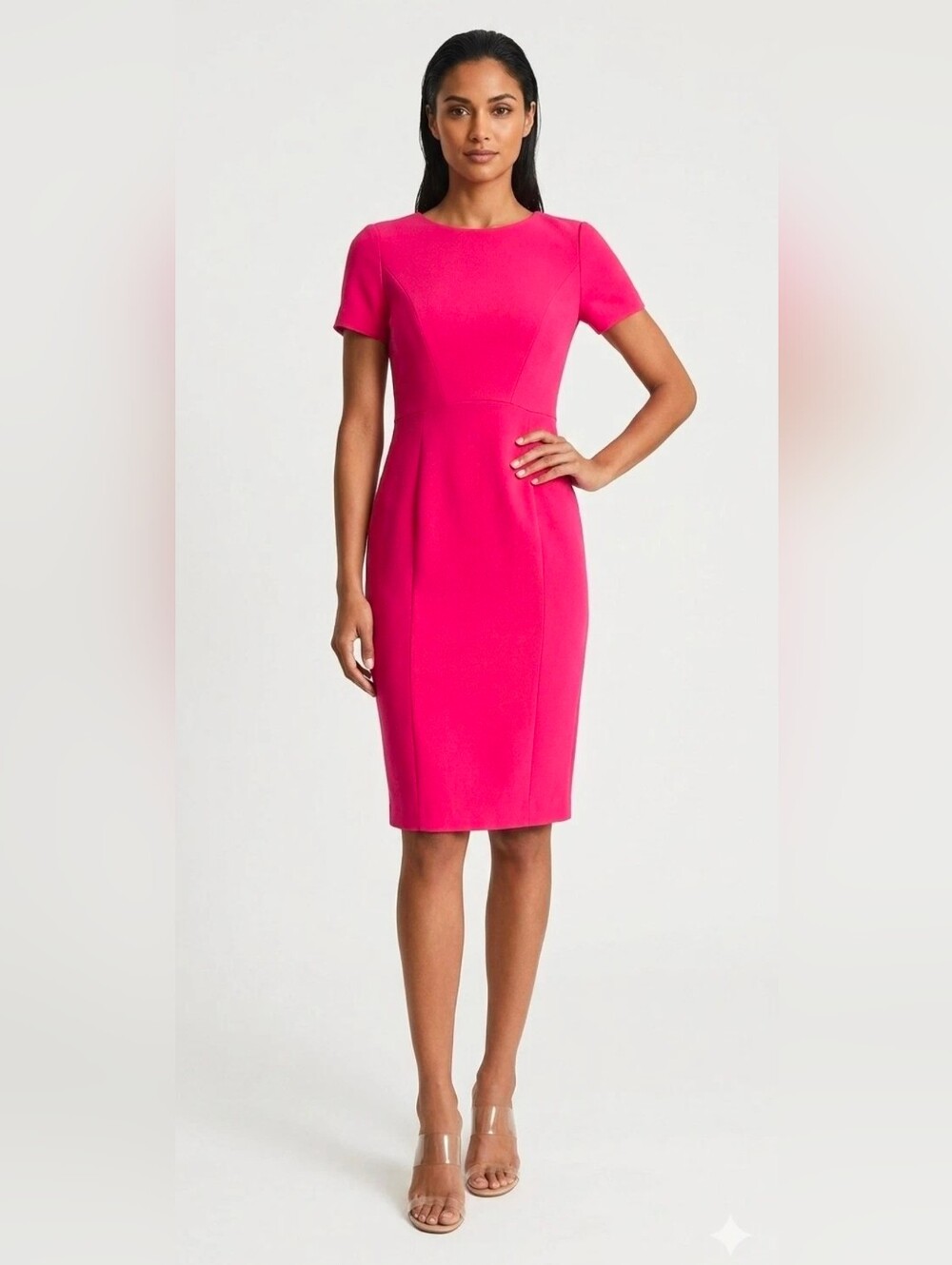 NWT Black Halo Jodee Sheath in Laguna Pink Tailored S/S Crew Neck Dress 0 $345